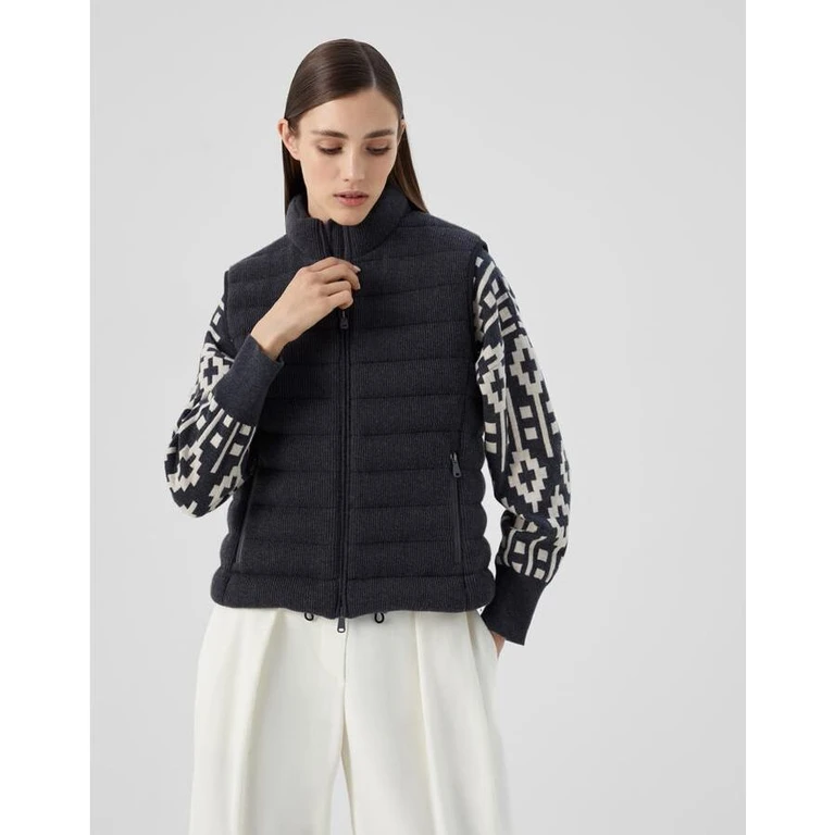 Womens Black Stone Wool Quilted Jacket