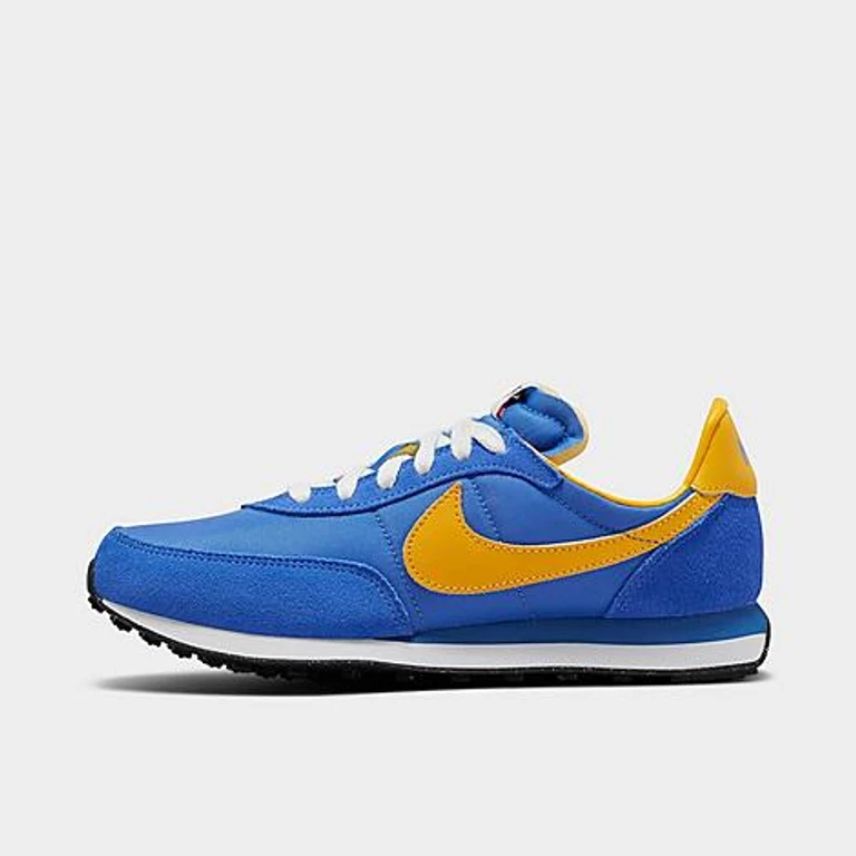 Big Kids Waffle Trainer 2 Casual Shoes in Medium Blue/White/Black Size: 3.5