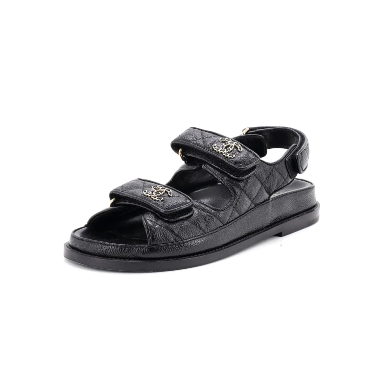 Women's Velcro Dad Sandals Quilted Leather