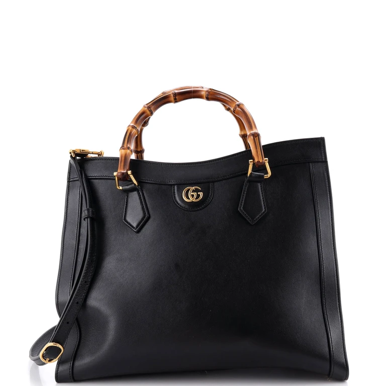 Diana NM Bamboo Handle Tote Leather Medium