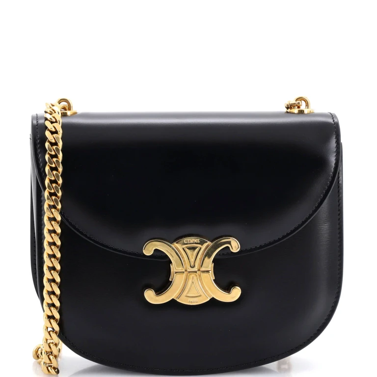 Triomphe Besace Clea Chain Flap Bag Leather