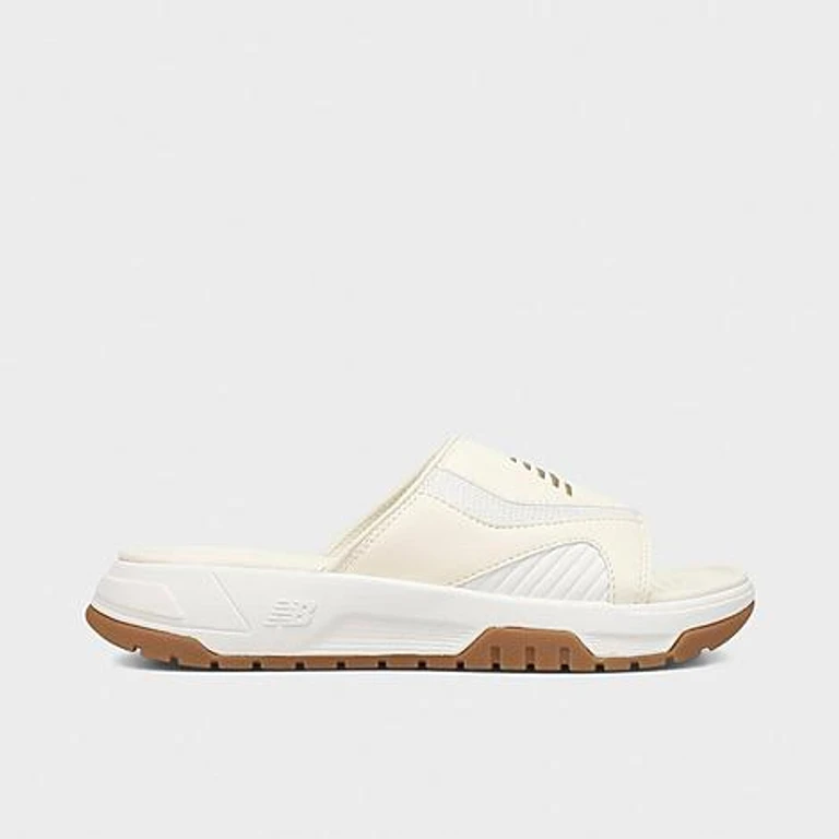 New Balance Women's 200 Premium V3 Slide Sandals in Linen/Sea Salt/Gold Size: 5.0