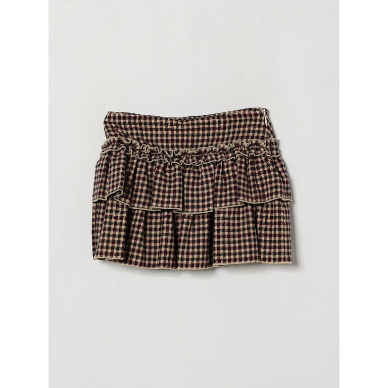 Girls' Check Jersey Ruffle Skirt with an Elasticated High Waist (GN0015C3126497)