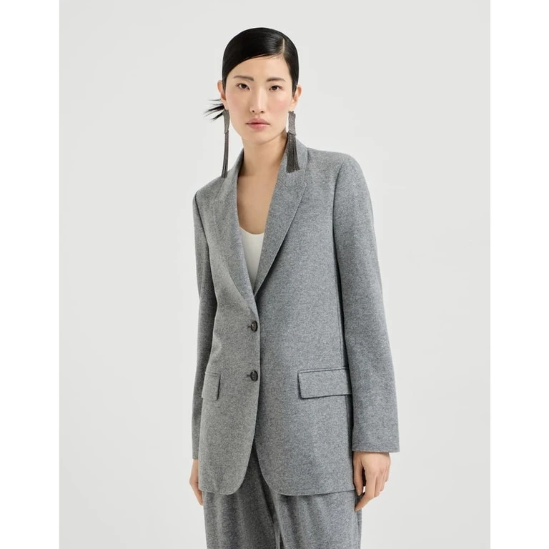 Womens Dark Grey Wool Relaxed Blazer