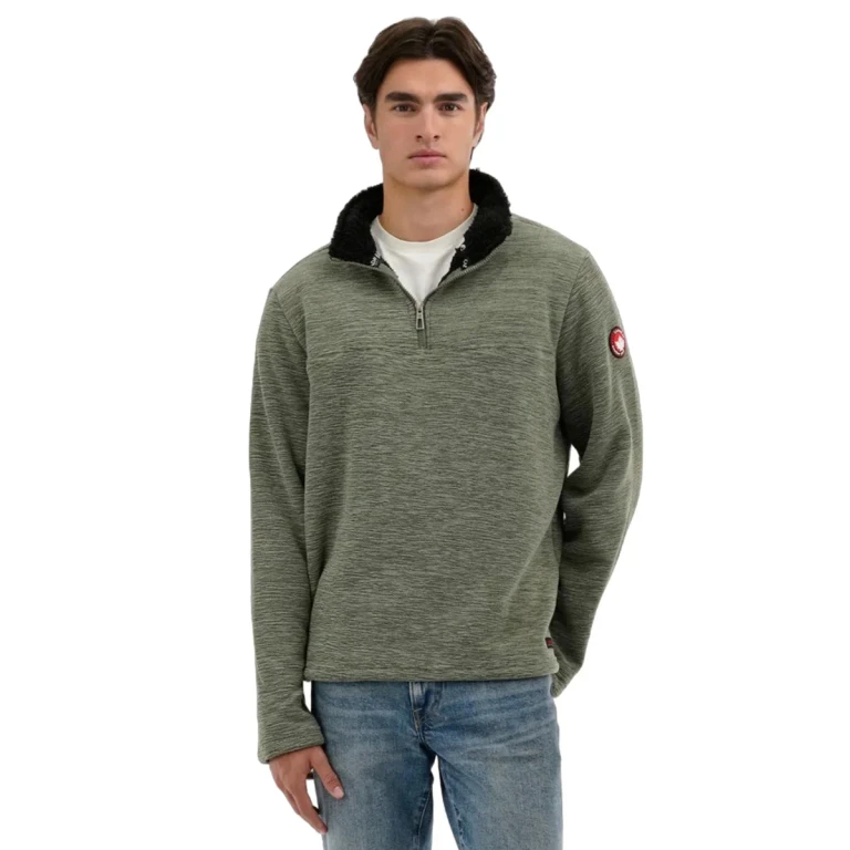 Men's Marled Bonded Polar Fleece with Sherpa Quarter-Zip