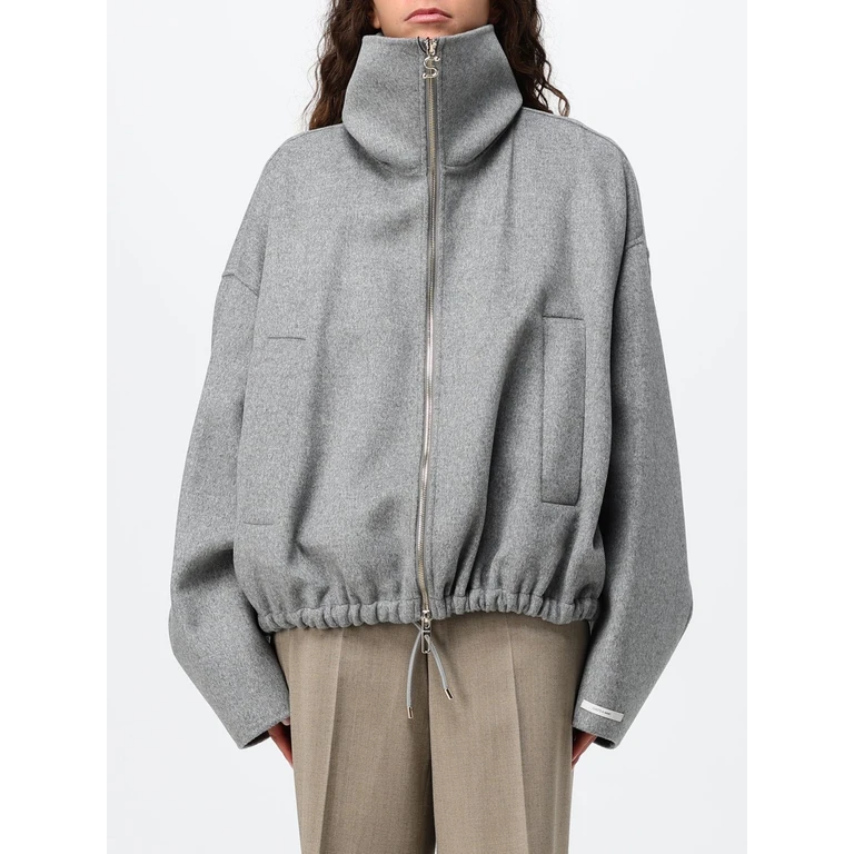 Wool Bomber Jacket with High Neck and Zip Fastening (2622086012600022)