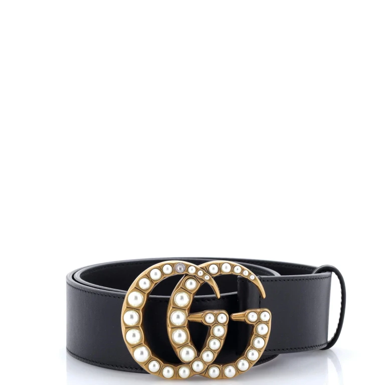 Pearly GG Marmont Belt Leather Wide