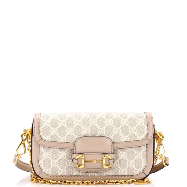 Horsebit 1955 Shoulder Bag GG Coated Canvas with Leather East West
