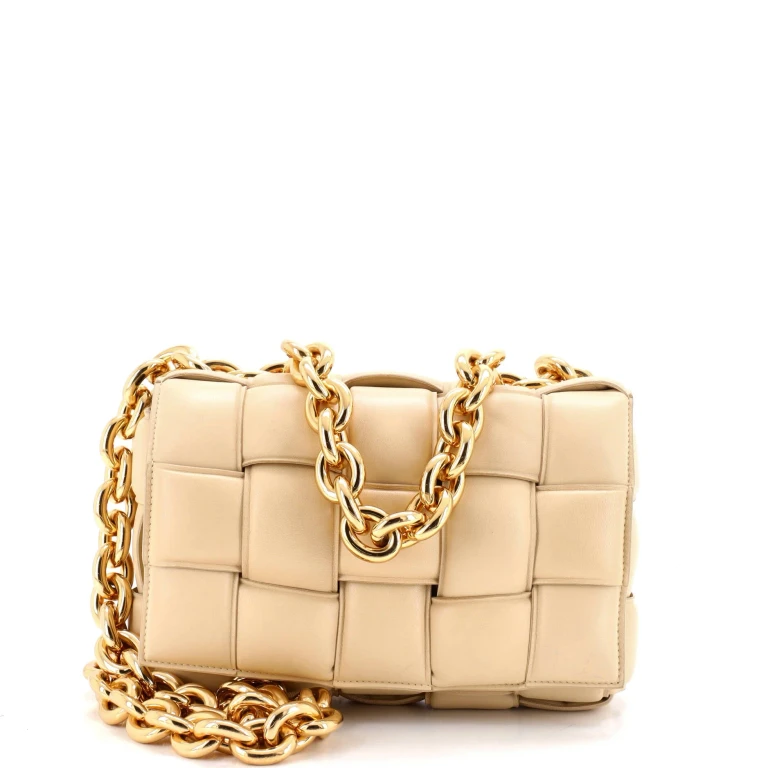Cassette Chain Crossbody Bag Padded Maxi Intrecciato Leather