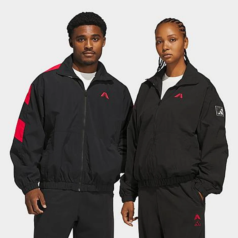 adidas Men's Anthony Edwards Foundation Track Jacket in Black/Pure Ruby Size: XXS