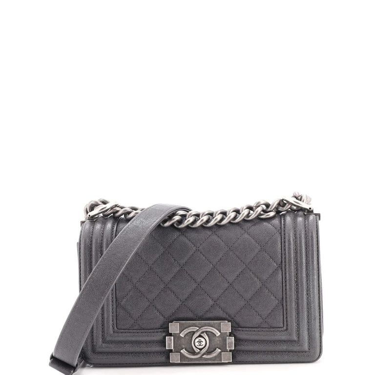 Boy Flap Bag Quilted Caviar Small