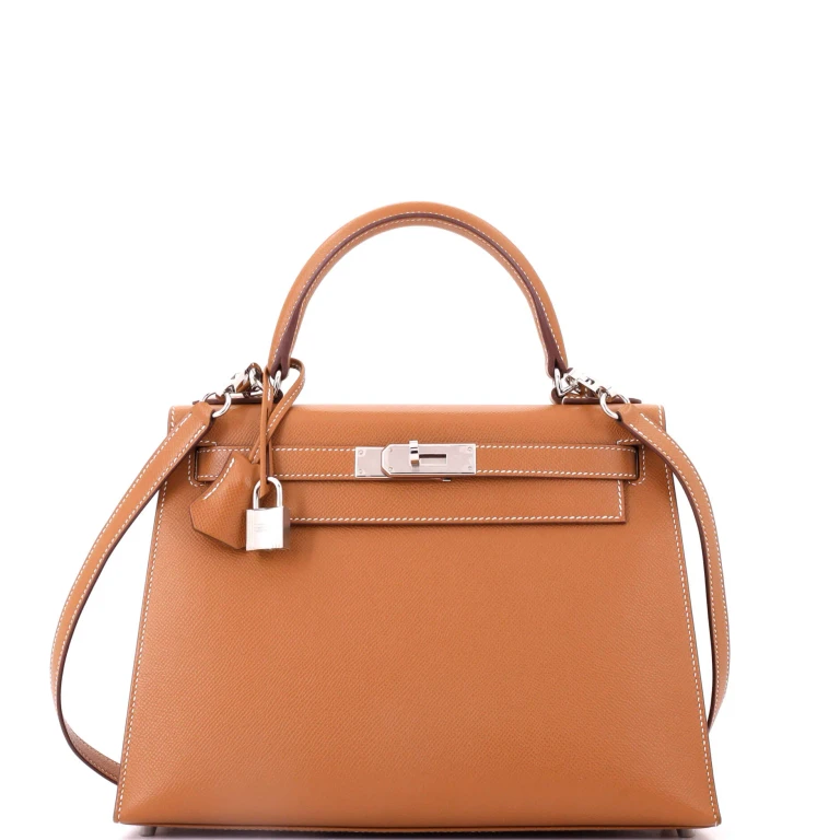 Kelly Handbag Gold Epsom with Palladium Hardware 28