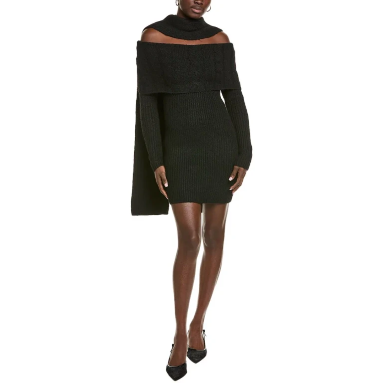 Off-Shoulder Wool-Blend Sweaterdress