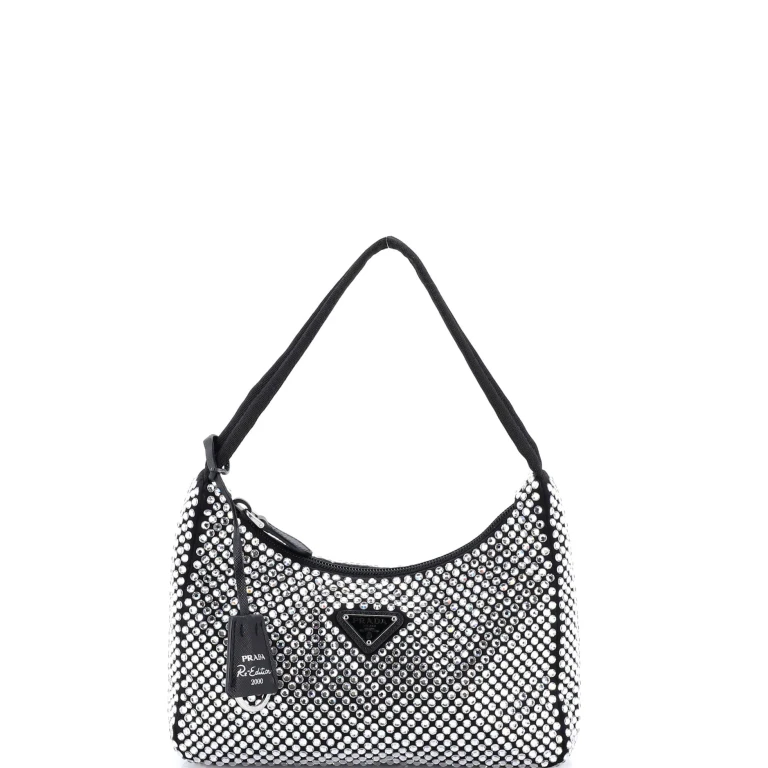Re-Edition 2000 Hobo Crystal Embellished Satin Mini