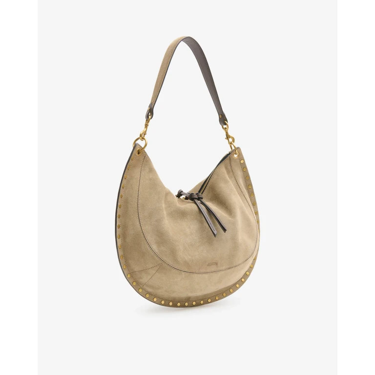 Sac Oskan Soft L En Cuir Velours - Taupe Fumé - Isabel Marant
