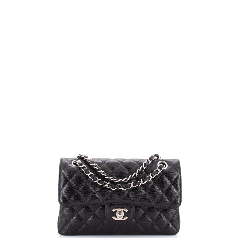 Classic Double Flap Bag Quilted Caviar Small