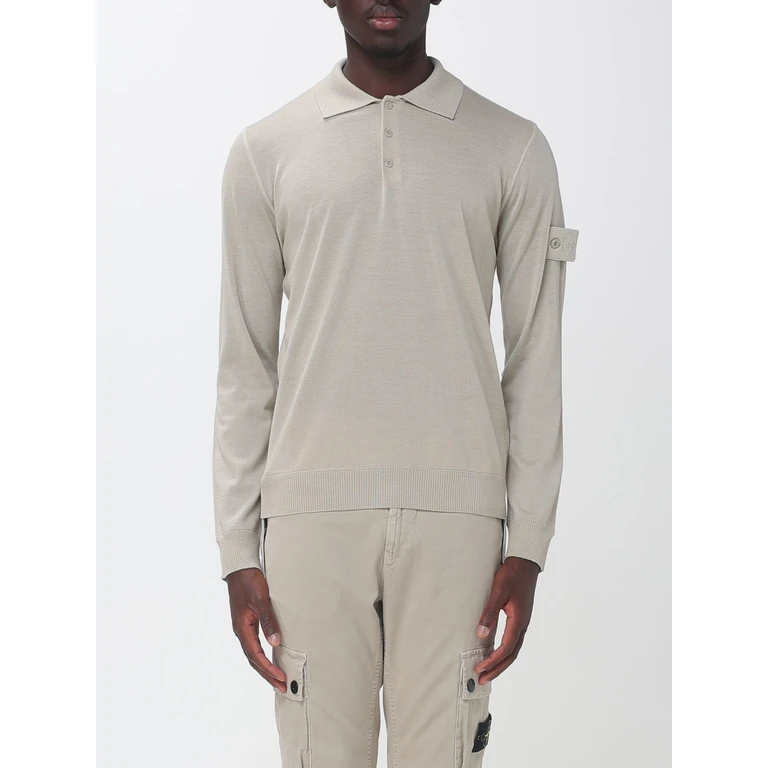 Long-Sleeved Wool Knit Polo Shirt with Compass Logo (5100076S00FCV0090)