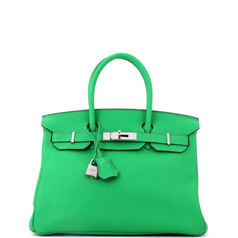 Birkin Handbag Bamboo Clemence with Palladium Hardware 30