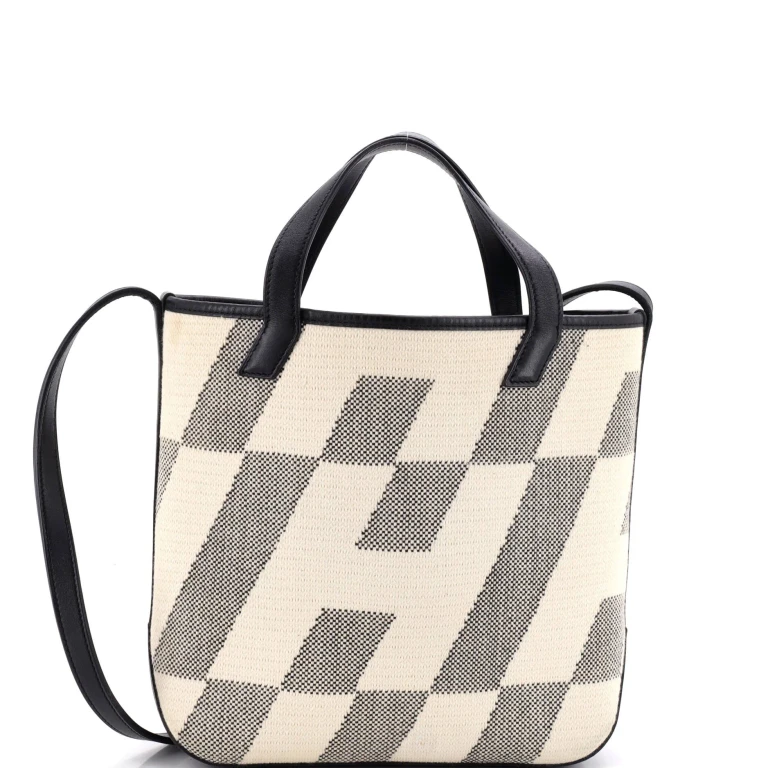 Cabas H en Biais Tote Canvas with Leather 27