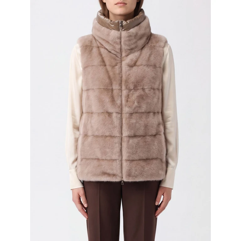 Padded Faux Fur Gilet with High Neck and Zip (PI002282D129411985)