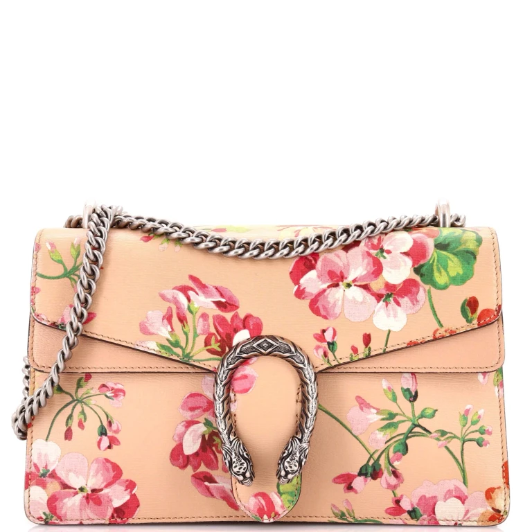 Dionysus Bag Blooms Print Leather Small