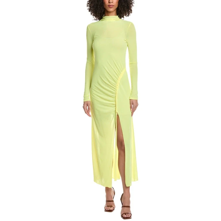 Mesh Fitted Bias Tab Slit Dress