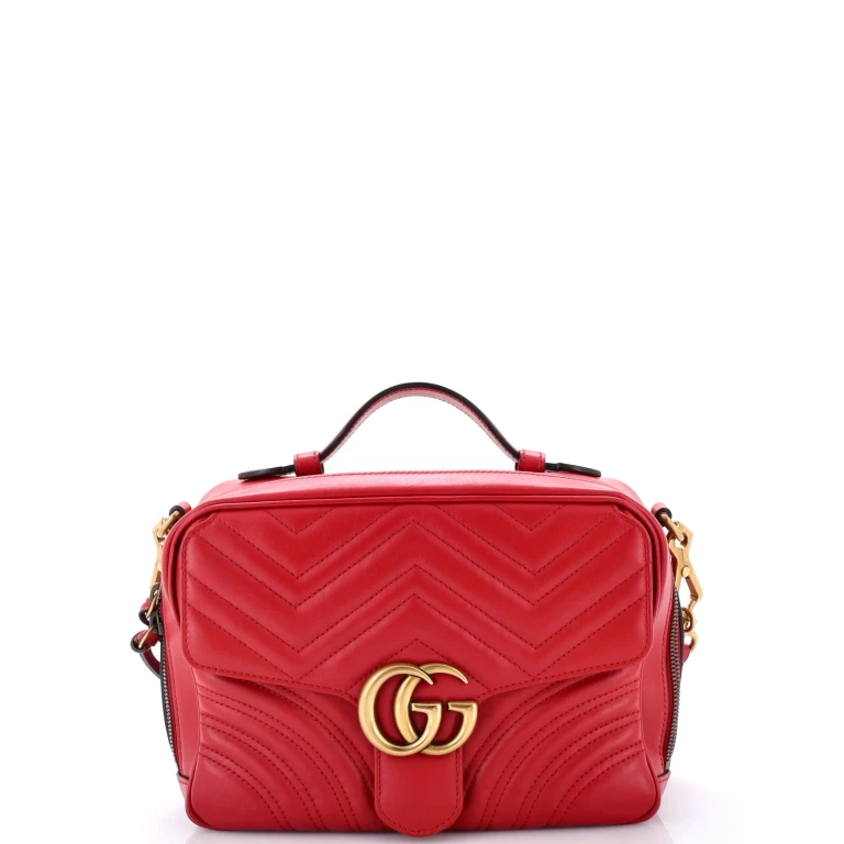 GG Marmont Zip Around Camera Bag Matelasse Leather Small