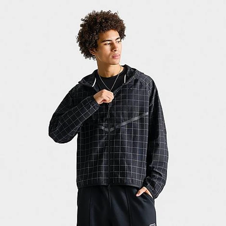 Men's Dri-FIT Shori Knit Allover Print Loose Full-Zip Jacket in Black/Iron Grey/Black Size: Small