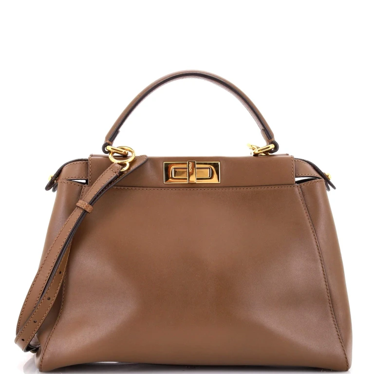 Peekaboo Iconic Bag Leather with Pequin Canvas Interior Regular