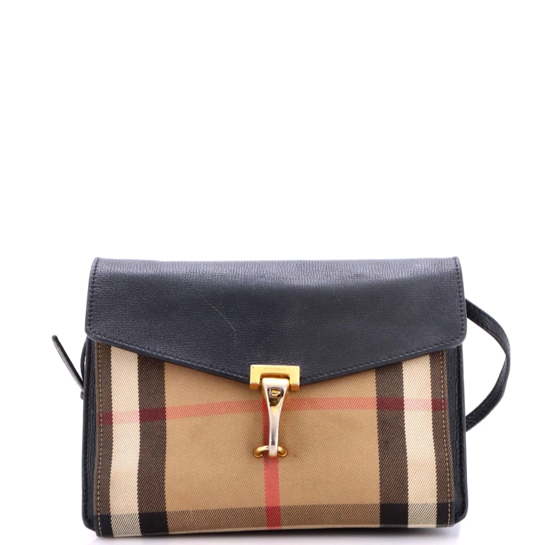 Macken Crossbody Bag Leather and House Check Canvas Baby