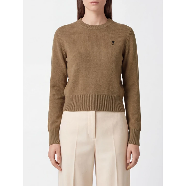 Slim Fit Merino Wool Jumper with Embroidered Ami de Coeur Logo (FKS826001A335)