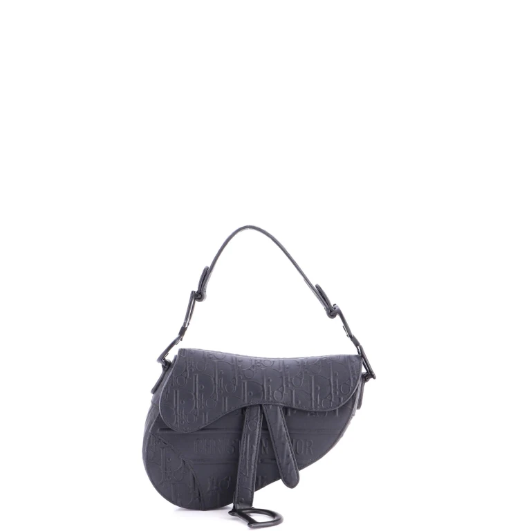 Saddle Handbag Oblique Embossed Calfskin Mini