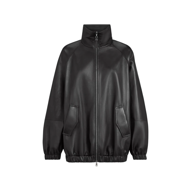 Nappa Leather Bomber Jacket With Monili