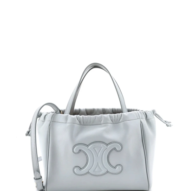 Cuir Triomphe Cabas Drawstring Tote Leather Small