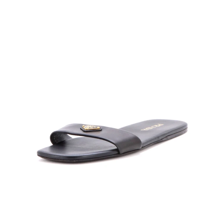 Women's Triangle Logo Slide Sandals Nappa Leather
