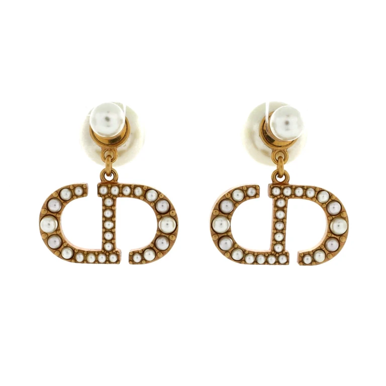 CD Tribales Drop Stud Earrings Metal with Faux Pearls