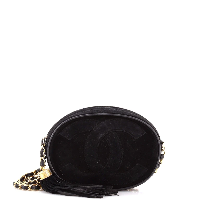Vintage Oval CC Tassel Crossbody Bag Suede Mini