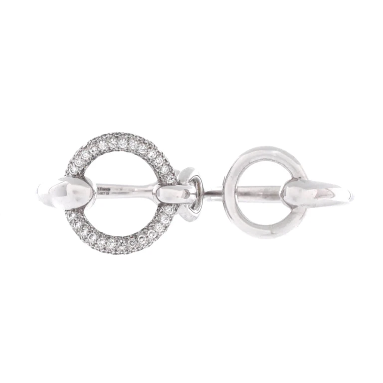 Filet d'Or Double Ring 18K White Gold with Diamonds Large