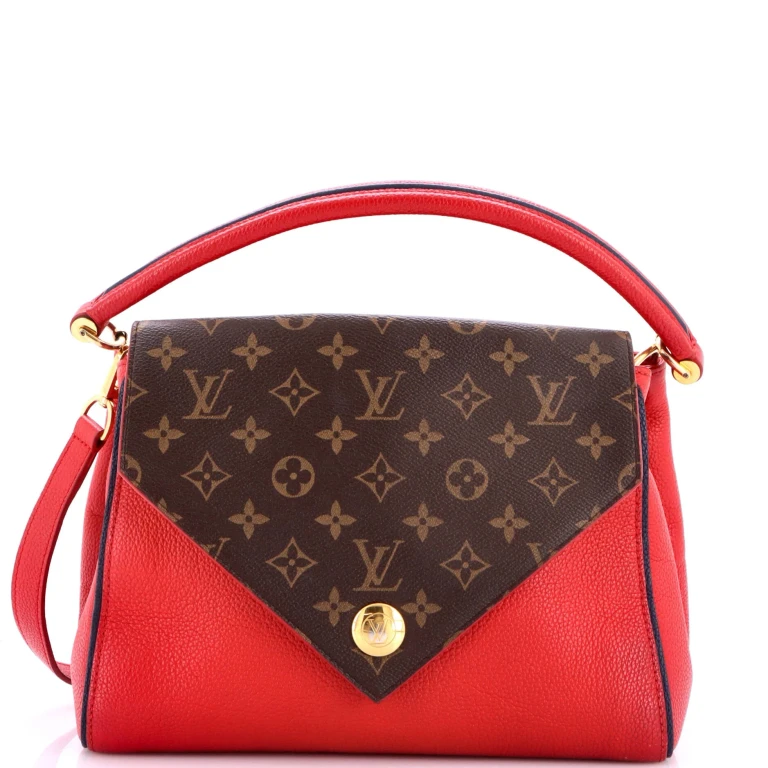 Double V Handbag Calfskin with Monogram Canvas