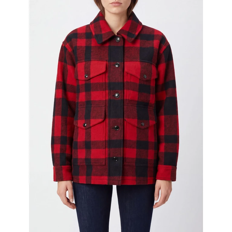 Tartan Wool Shirt Jacket with Flap Pockets (FWCPS0012UT28505167)