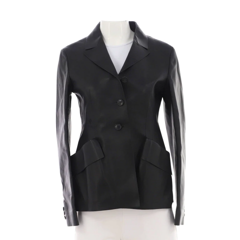 Women's Two Pocket Button Up Jacket Leather