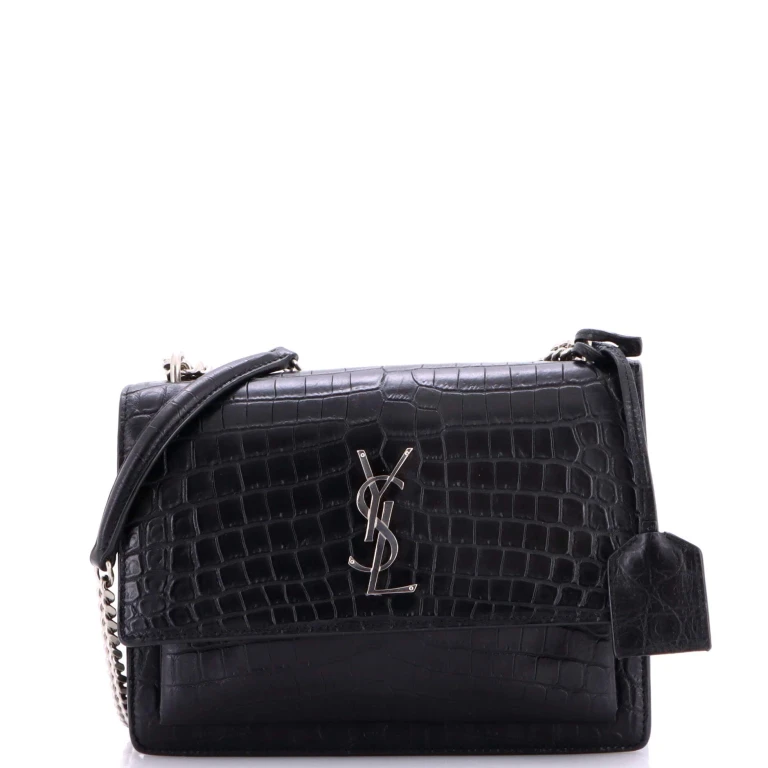 Sunset Crossbody Bag Crocodile Embossed Leather Medium