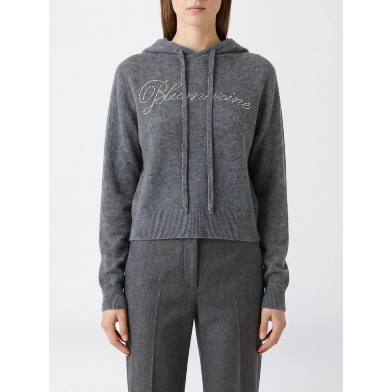 Pure Wool Knitted Hoodie with Rhinestone Logo (RF6206MAB36X0826)