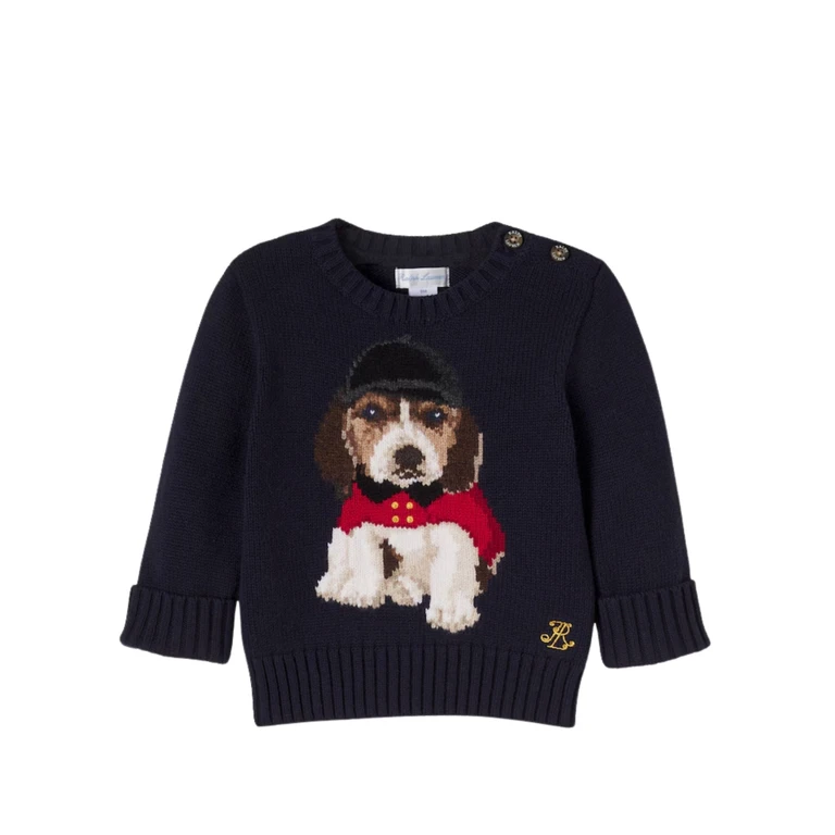 Sweater Dog Motif Pullover