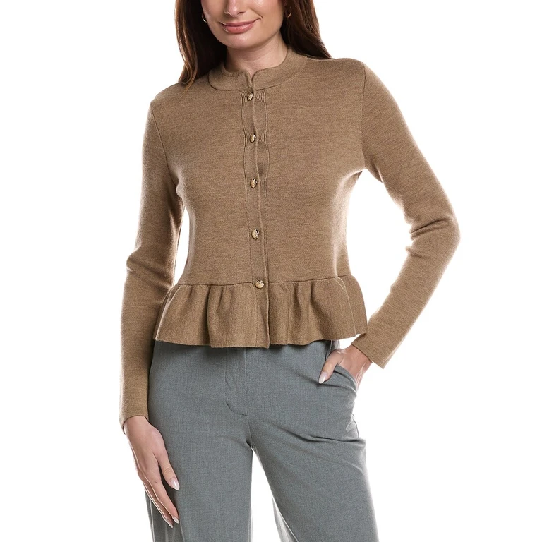 Merino Wool Peplum Sweater Jacket