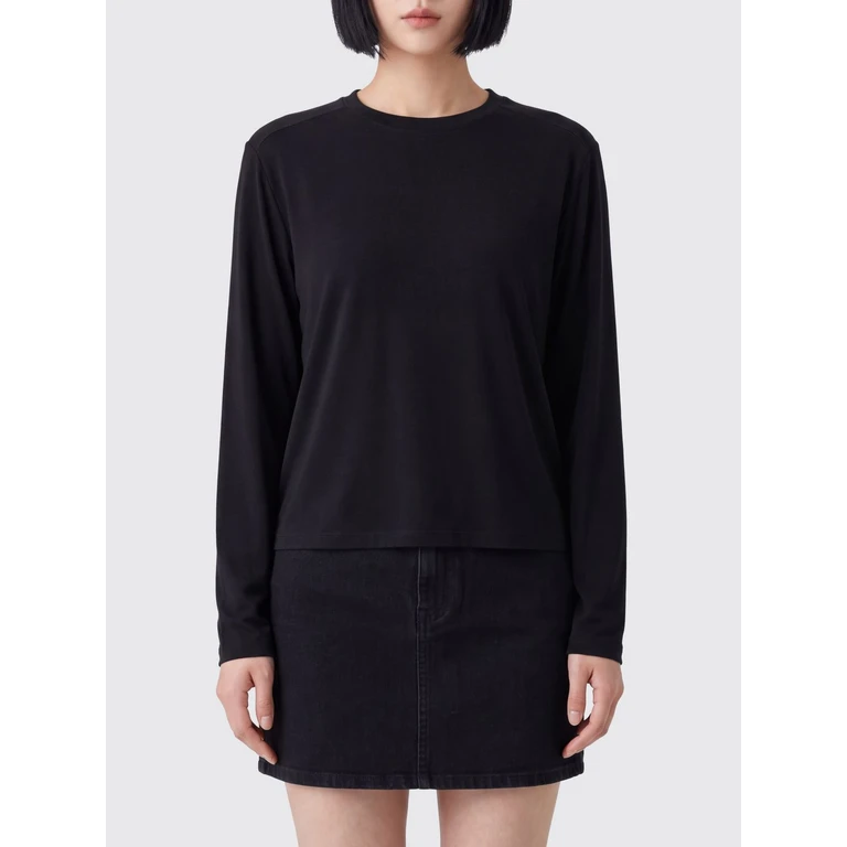 Long-Sleeved Crew Neck T-Shirt in Cotton Blend (WTS6510311)