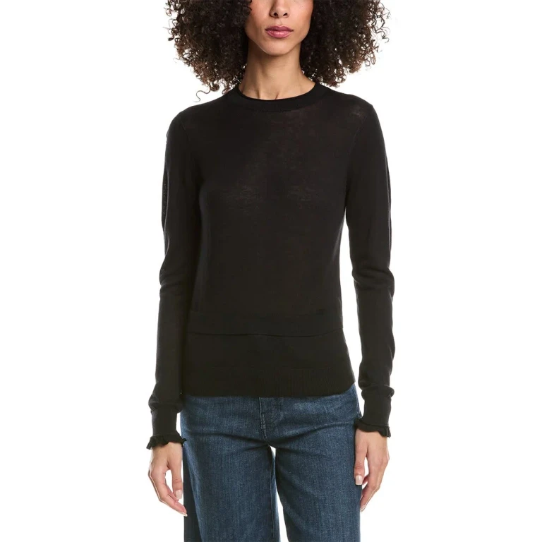 Faux Layered Wool & Silk-Blend Sweater