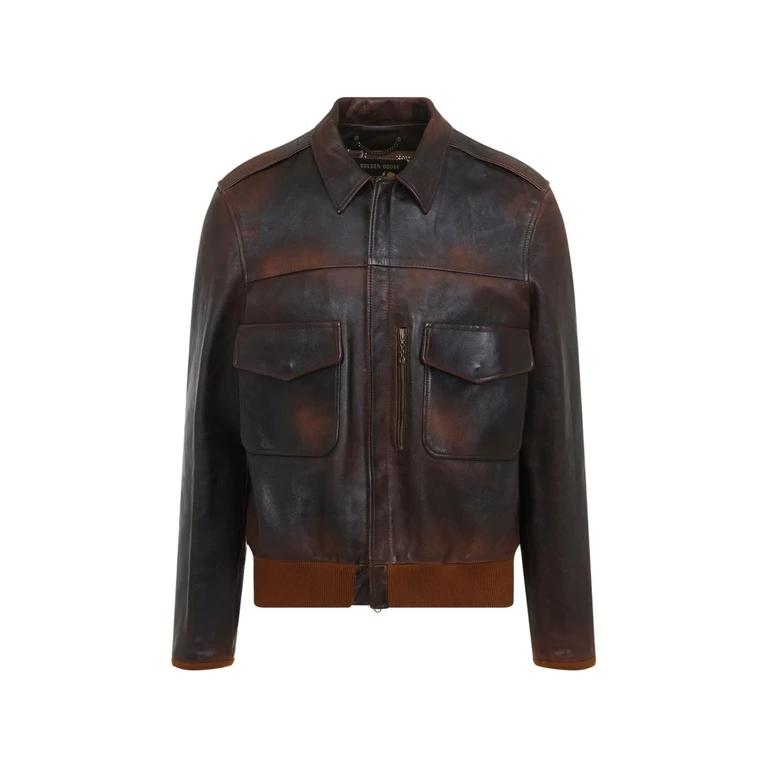 Flap-pockets Leather Jacket