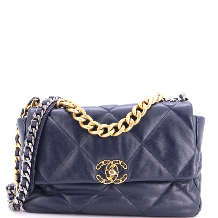 19 Flap Bag Quilted Leather Large