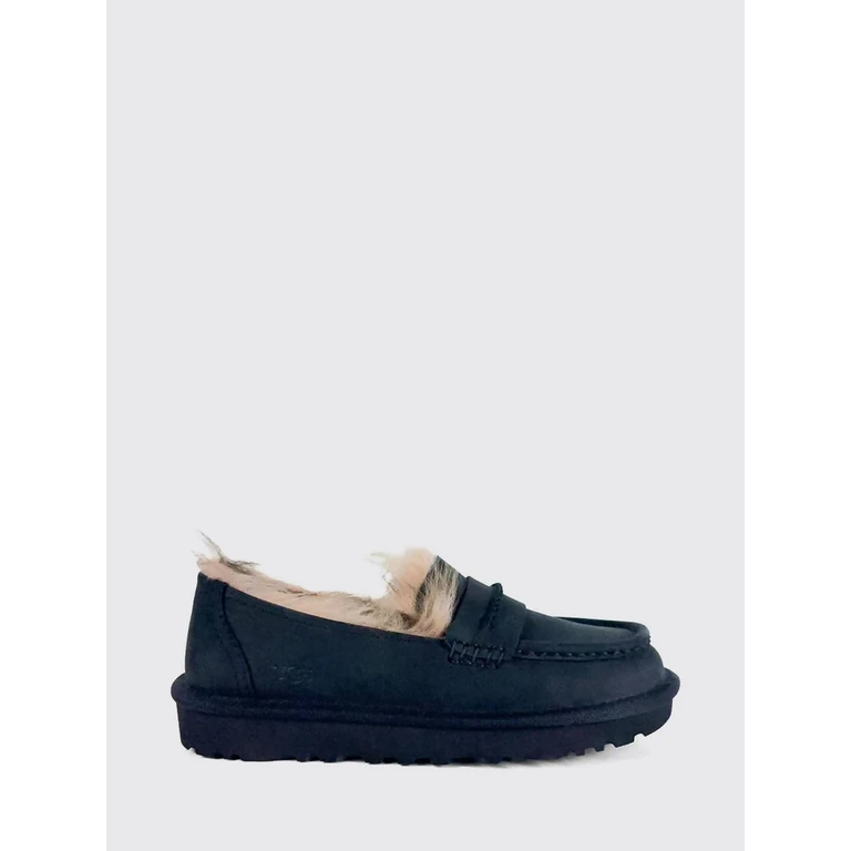 Ellis Nubuck Leather Penny Loafers with Shearling Lining (1183310BLACK)